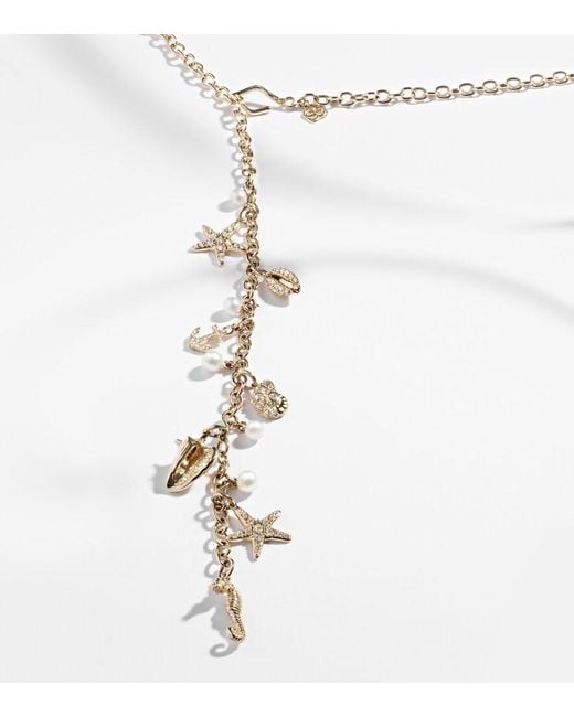 Sydney Evan White 14Kt Charm Necklace With Diamonds And Pearls