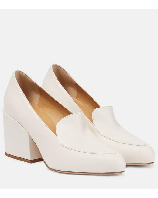 Gabriela Hearst White Adrian Leather Loafer Pumps