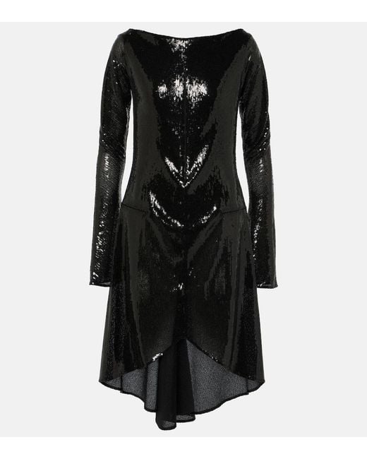 Courreges Black Ellipse Sequined Cutout Midi Dress