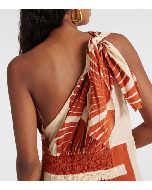 Robe midi imprimee en coton Johanna Ortiz en coloris Orange