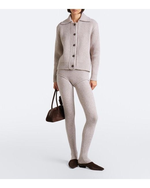 Magda Butrym Natural Ribbed-Knit Wool Shorts