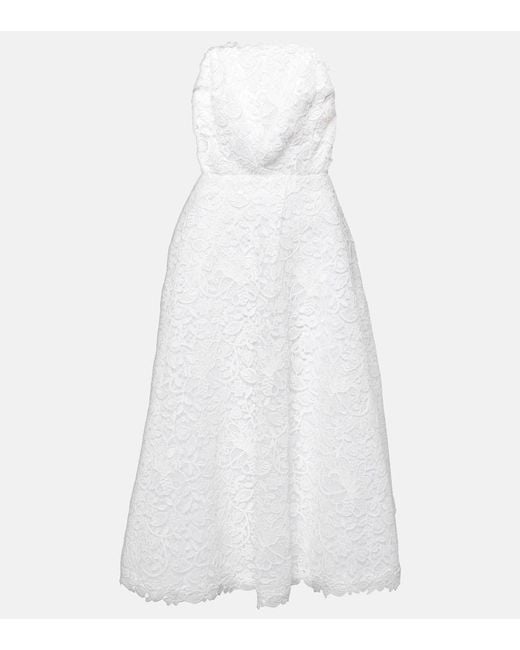 Vestido Midi De Encaje Floral Carolina Herrera de color White