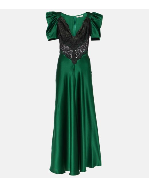 Rodarte Green Silk Lace Maxi Dress