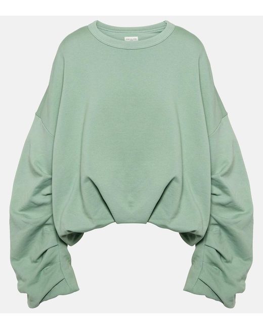 Dries Van Noten Green Oversized-Sweatshirt aus Baumwoll-Jersey