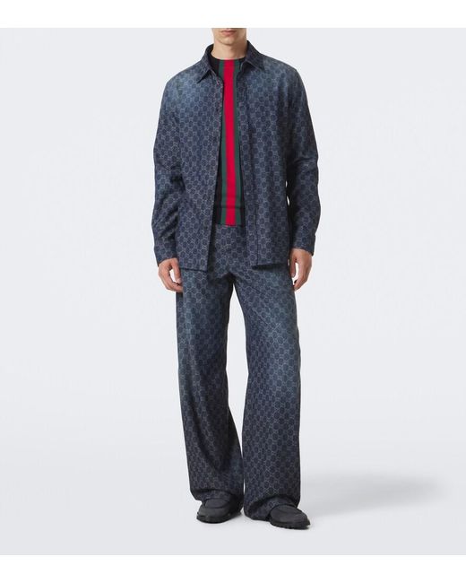 Gucci Blue Horsebit Suede Loafers for men