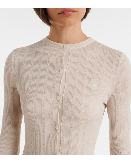 Gucci White Lace-Trimmed Wool Cardigan