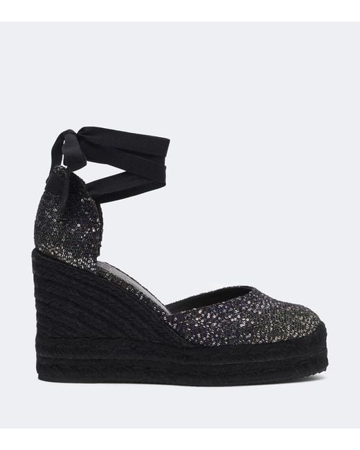 Missoni Black Eva Sequined Espadrille Wedges