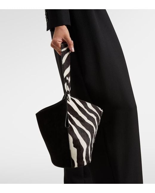 Khaite Black Lotus Mini Calf Hair And Suede Tote Bag