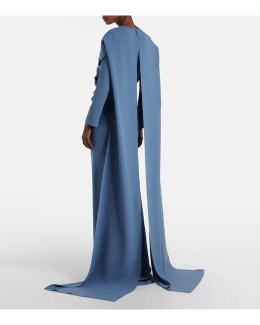 Marmar Halim Blue Robe Mit Kristallen