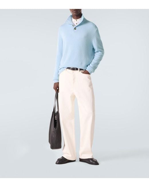 Allude Blue Wool And Cashmere Turtleneck Sweater for men