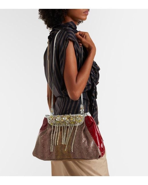 Dries Van Noten Red Blossom Small Patent Leather Crossbody Bag