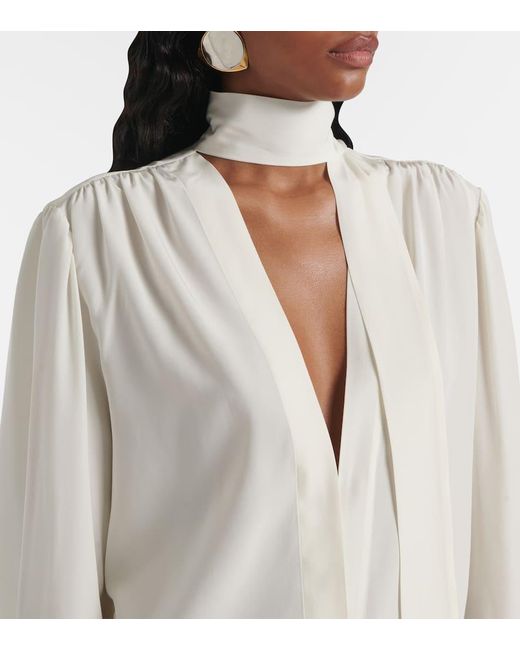 Tom Ford White Schluppenbluse Aus Crepe De Chine Aus Seide