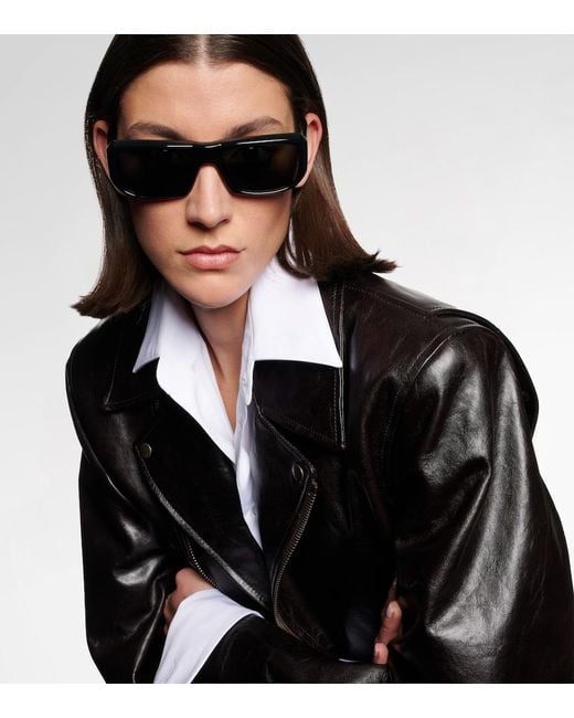 Saint Laurent Blue Sl Logo Rectangular Sunglasses