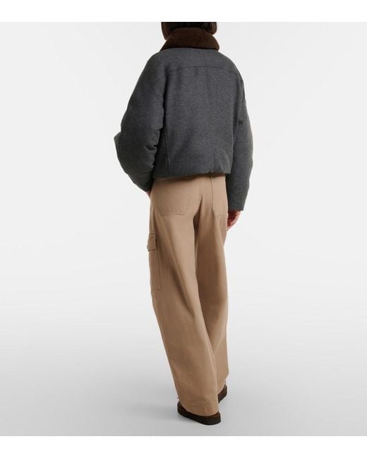 Brunello Cucinelli Natural Cotton Canvas Barrel-Leg Pants