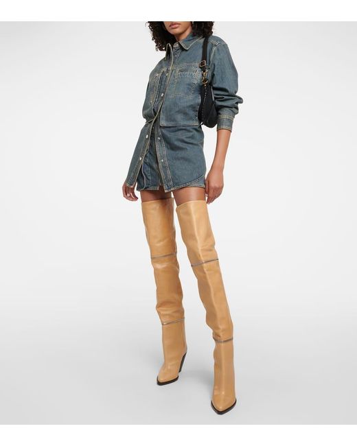 Isabel Marant Brown Lelodie Leather Over The Knee Boots