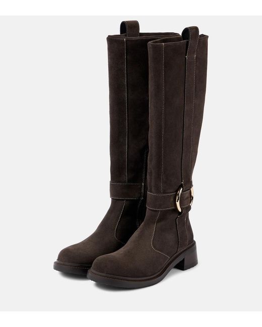See By Chloé Black New Ring Suede Knee-High Boots