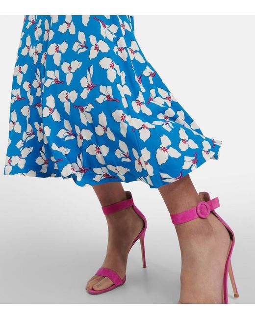 Diane von Furstenberg Blue Eloise Printed Maxi Wrap Dress