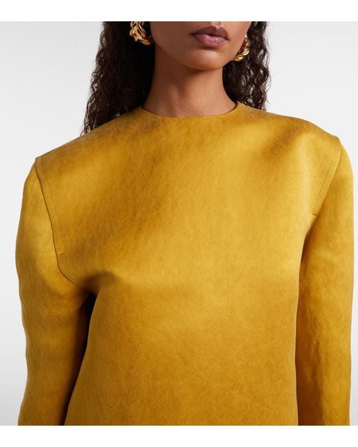 Saint Laurent Yellow Silk Mini Dress