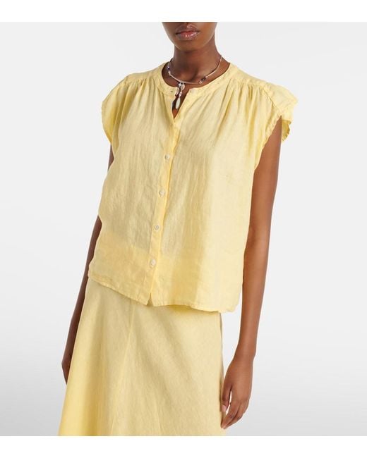 Velvet Yellow Janey Linen Shirt