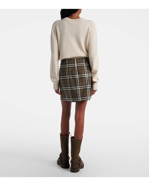Burberry Green Check Wool Miniskirt
