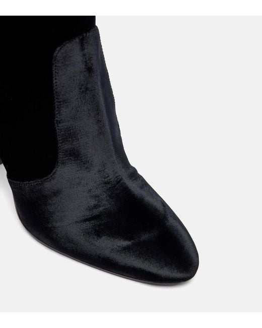 Aquazzura Black Joplin 105 Velvet Over-The-Knee Boots