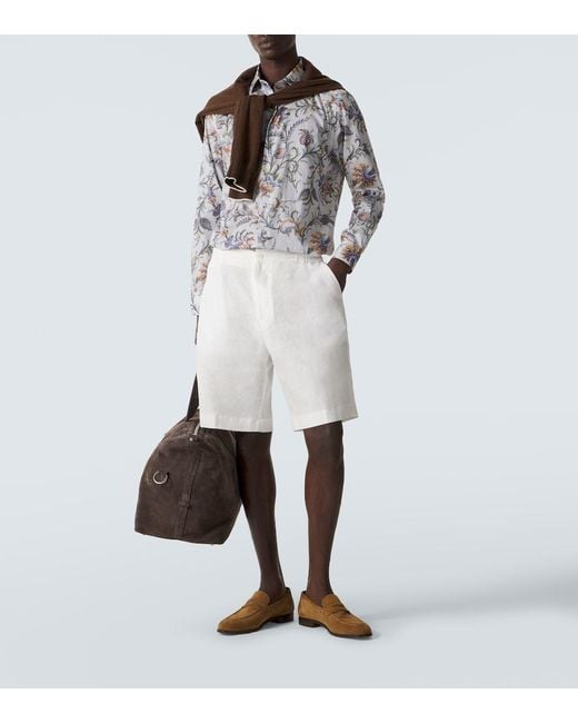 Etro White Linen Bermuda Shorts for men