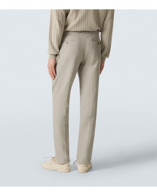 Lardini Gray Linen, Cotton, And Silk Chinos for men