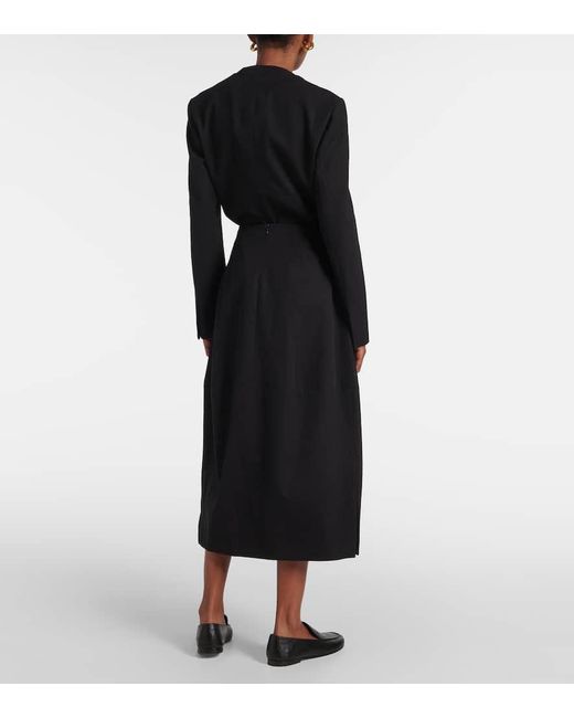 FFORME Black Skye Cotton And Wool Midi Skirt