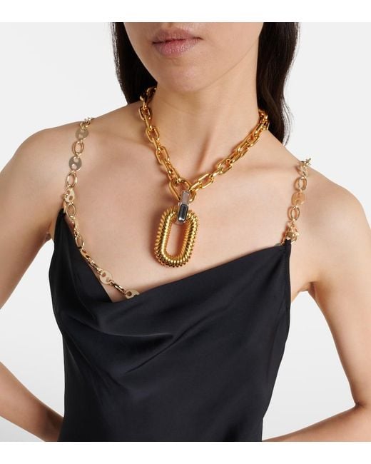 Rabanne Black Chain-Detail Gown