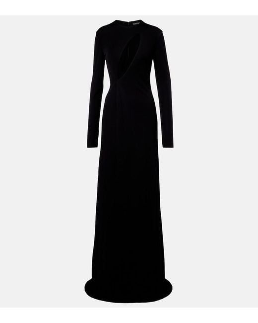 Tom Ford Black Cutout Crepe Jersey Gown