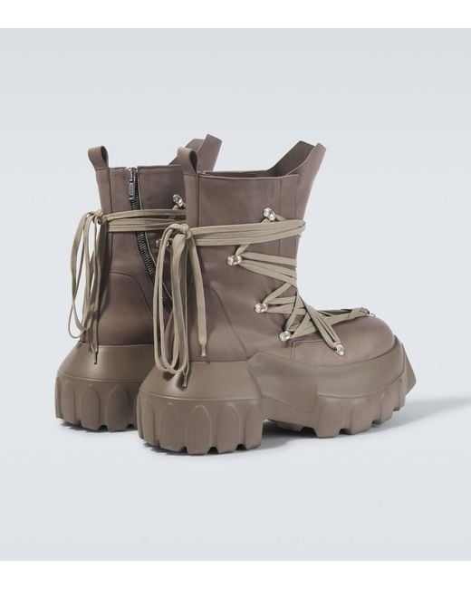 Rick Owens Brown Megalaced Mega Tractor Leather Combat Boots for men