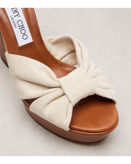 Sandales A Plateau Heloise 120 En Toile Jimmy Choo en coloris Brown