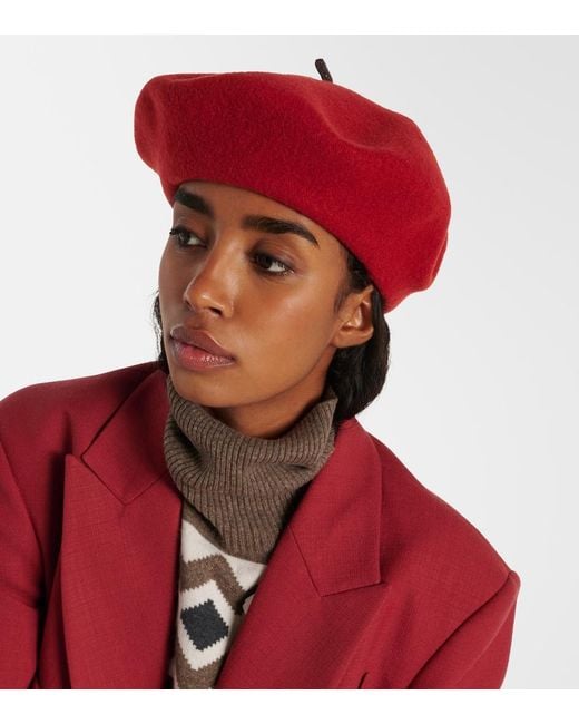Brunello Cucinelli Red Wool Beret