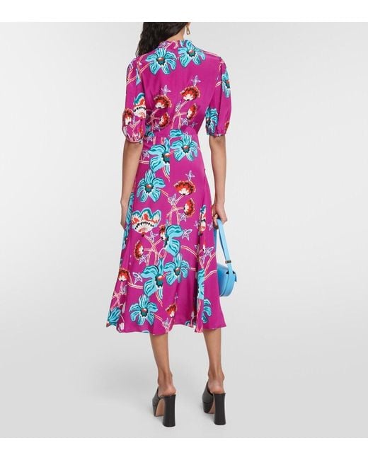 Diane von Furstenberg Purple Nella Floral Midi Dress