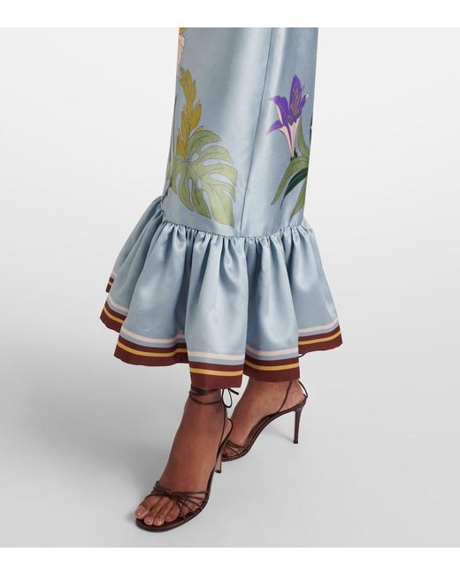 ALÉMAIS Blue Alfie Floral Midi Dress