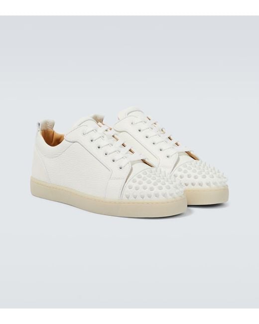 Christian Louboutin White Louis Junior Spikes Cap-Toe Full-Grain Leather Sneakers for men