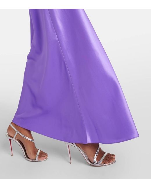 Rodarte Purple Floral-applique Silk Charmeuse Gown