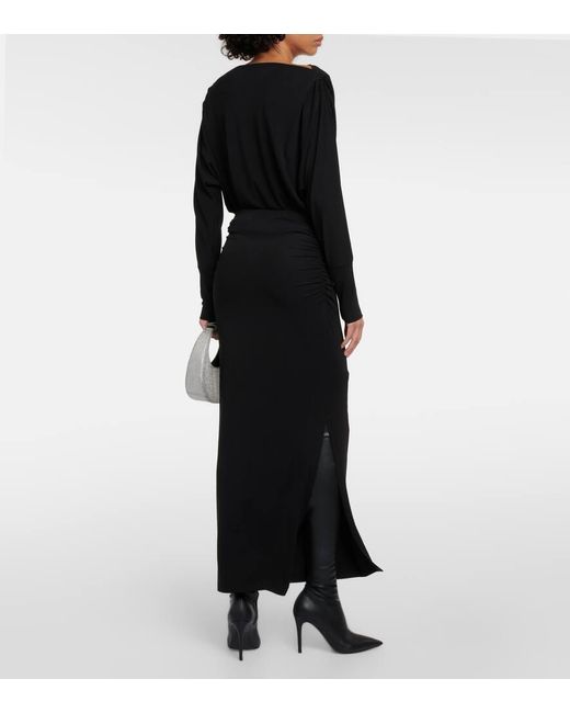 Velvet Black Hilton Ruched Jersey Midi Skirt