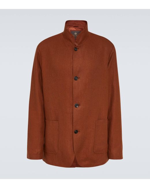 Loro Piana Brown Spagna Linen Jacket for men