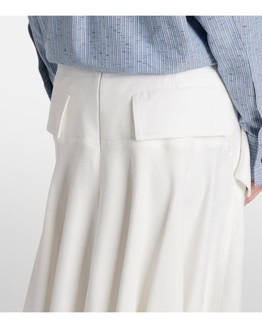 Bottega Veneta White Pleated Midi Skirt