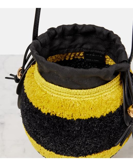 Bolso Cruzado Paula's Ibiza Bee De Rafia Loewe de color Yellow