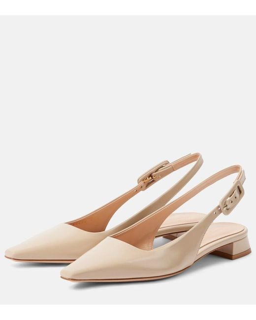 Gianvito Rossi Natural Lindsay 20 Patent Leather Slingback Ballet Flats