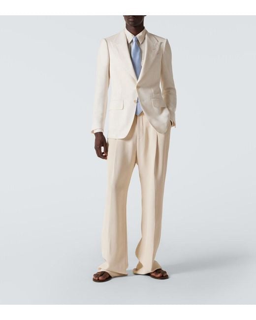 Tom Ford White Shelton Wool, Silk, And Linen Blazer for men