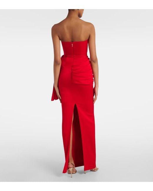 Alex Perry Red Draped Crepe Satin Gown