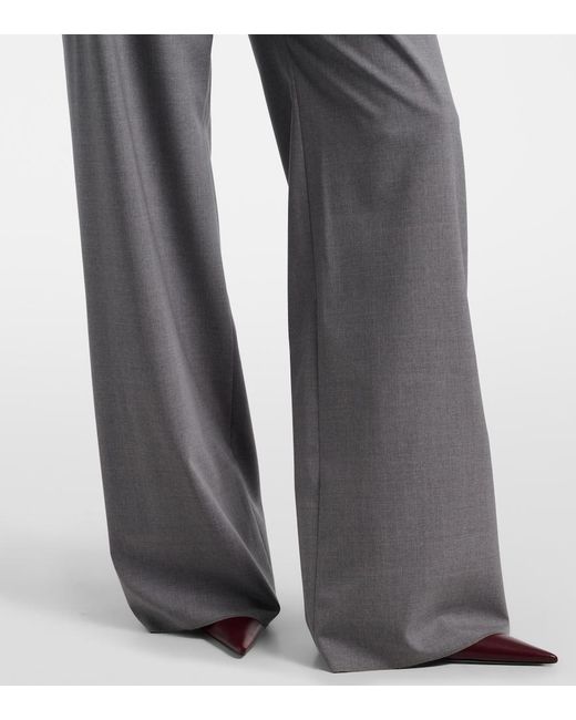 Max Mara Gray Salpa Virgin Wool Wide-Leg Pants