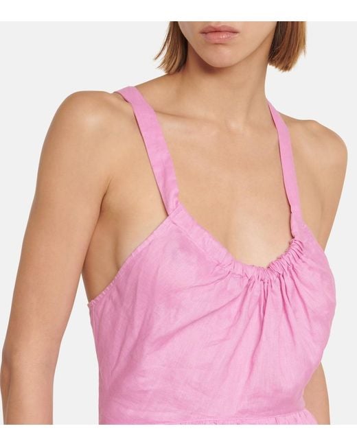 Lee Mathews Pink Ali Linen Maxi Dress