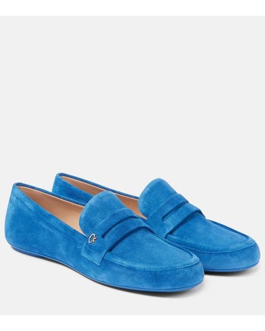 Gianvito Rossi Blue Suede Loafers