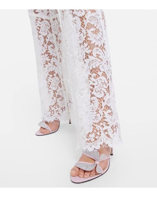 Alessandra Rich White Butterfly Crystal-embellished Sandals