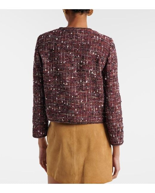 Etro Purple Cropped Cotton-Blend Boucle Jacket