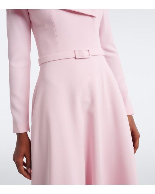 Safiyaa Pink Odelle Asymmetric Crepe Midi Dress